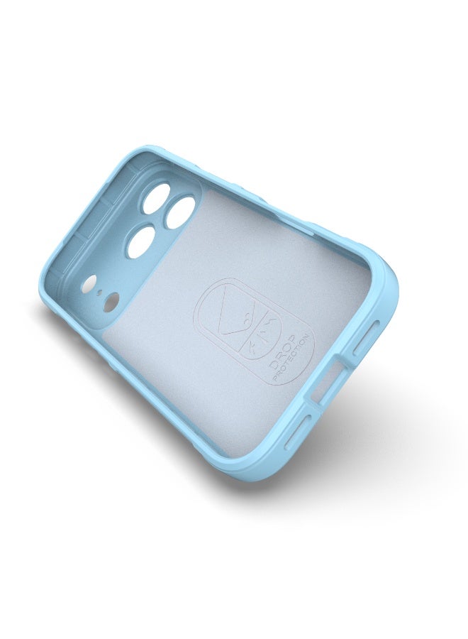Phantom Shield Silicone Case with Anti-Scratch Soft Microfiber Lining, High Resilience Rubber Full Body Shockproof Cover Compatible with Apple iPhone 17 Pro (Light Blue) - Image 3